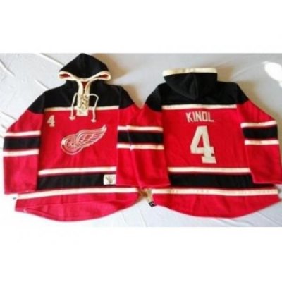 Detroit Red Wings 4 Jakub Kindl Red Sawyer Hooded Sweatshirt Stitched NHL Jersey