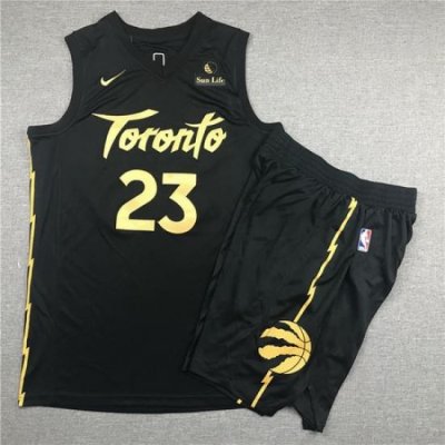 Raptors 23 Fred Vanvleet Black City Edition Nike Swingman Jersey 28With Shorts 29