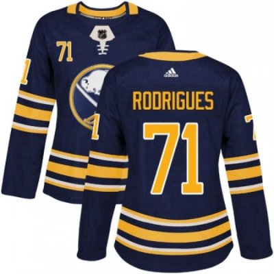 Womens Adidas Buffalo Sabres 71 Evan Rodrigues Authentic Navy Blue Home NHL Jersey