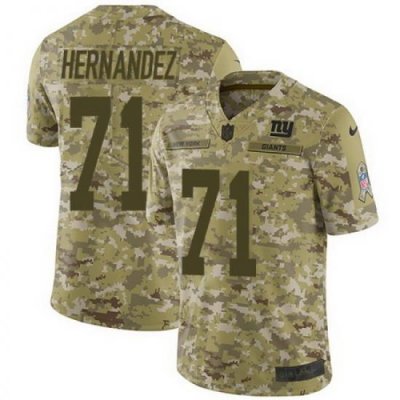 Nike Giants #71 Will Hernandez Camo Mens Stitched NFL Limited 2018 Salute To Service Jersey