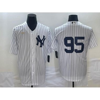 Men's NeW York Yankees #95 OsWaldo Cabrera White No Name ThroWback Stitched MLB Cool Base Nike Jersey