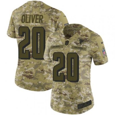 Nike Falcons #20 Isaiah Oliver Camo Women Stitched NFL Limited 2018 Salute to Service Jersey