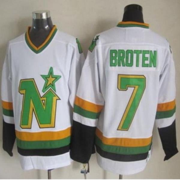 Dallas Stars #7 Neal Broten White CCM Throwback Stitched NHL Jersey