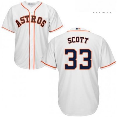 Mens Majestic Houston Astros 33 Mike Scott Replica White Home Cool Base MLB Jersey