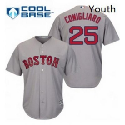 Youth Majestic Boston Red Sox 25 Tony Conigliaro Authentic Grey Road Cool Base MLB Jersey