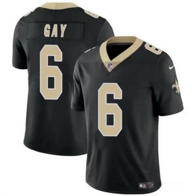 Men New Orleans Saints 6 Willie Gay Black Vapor Limited Stitched Football Jersey