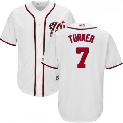 Youth Majestic Washington Nationals 7 Trea Turner Authentic White Home Cool Base MLB Jersey