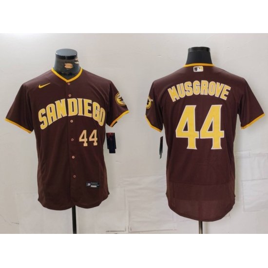 Nike Men San Diego Padres 44 Musgrove Brown Tan Authentic Alternate Player Jersey 1