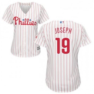 Womens Majestic Philadelphia Phillies 19 Tommy Joseph Replica WhiteRed Strip Home Cool Base MLB Jersey