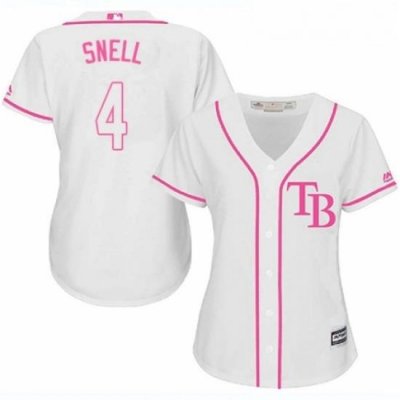 Womens Majestic Tampa Bay Rays 4 Blake Snell Authentic White Fashion Cool Base MLB Jersey