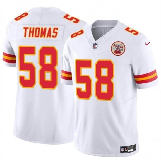 Men  Kansas City Chiefs 58 Derrick Thomas White 2024 F U S E Vapor Untouchable Limited Stitched Football Jersey