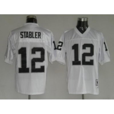 Oakland Raiders 12 Ken Stabler White throwback Jerseys