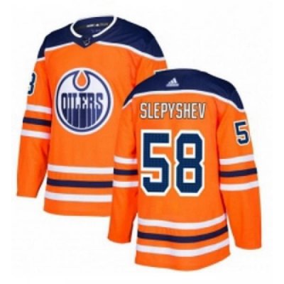 Youth Adidas Edmonton Oilers 58 Anton Slepyshev Authentic Orange Home NHL Jersey