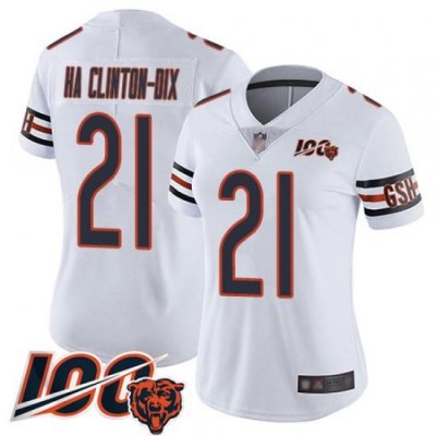 Women Chicago Bears 21 Ha Ha ClintonDix White Vapor Untouchable Limited Player 100th Season Football Jersey