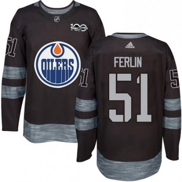 Mens Adidas Edmonton Oilers 51 Brian Ferlin Authentic Black 1917 2017 100th Anniversary NHL Jersey