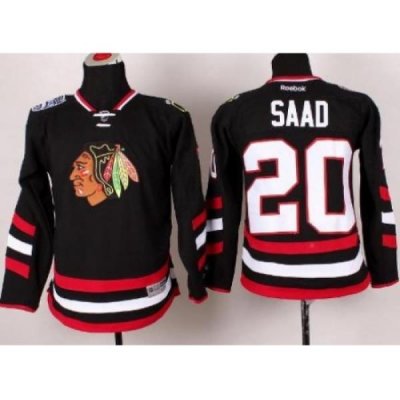 Youth Chicago Blackhawks 20 Brandon Saad Black 2014 Stadium Series Jersey