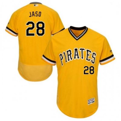 Mens Majestic Pittsburgh Pirates 28 John Jaso Gold Alternate Flex Base Authentic Collection MLB Jersey