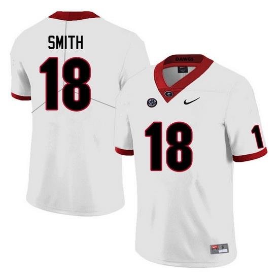 Men #18 C.J. Smith Georgia Bulldogs College Football Jerseys Sale-White Anniversary