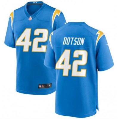 Men Los Angeles Chargers 42 Elijah Dotson Blue Stitched Game Jersey