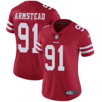 Nike 49ers #91 Arik Armstead Red Team Color Womens Stitched NFL Vapor Untouchable Limited Jersey