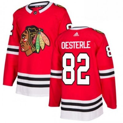 Mens Adidas Chicago Blackhawks 82 Jordan Oesterle Premier Red Home NHL Jersey