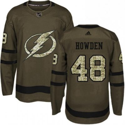 Mens Adidas Tampa Bay Lightning 48 Brett Howden Authentic Green Salute to Service NHL Jersey