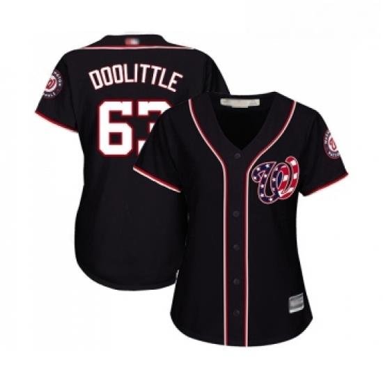 Womens Washington Nationals 63 Sean Doolittle Replica Navy Blue Alternate 2 Cool Base Baseball Jersey