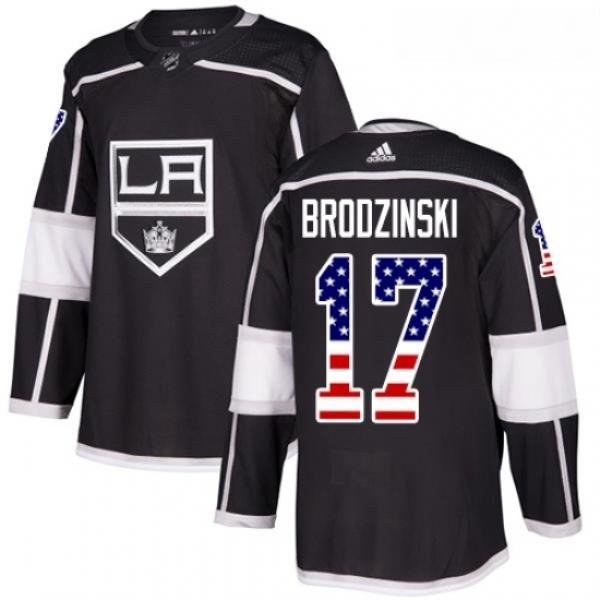 Youth Adidas Los Angeles Kings 17 Jonny Brodzinski Authentic Black USA Flag Fashion NHL Jersey