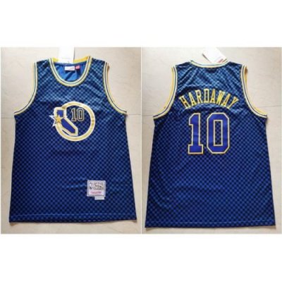 Warriors 10 Tim Hardaway Blue Hardwood Classics Jersey