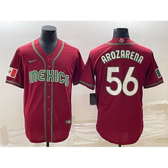 Men Mexico Baseball 56 Randy Arozarena 2023 Red World Baseball Classic Stitched JerseyS