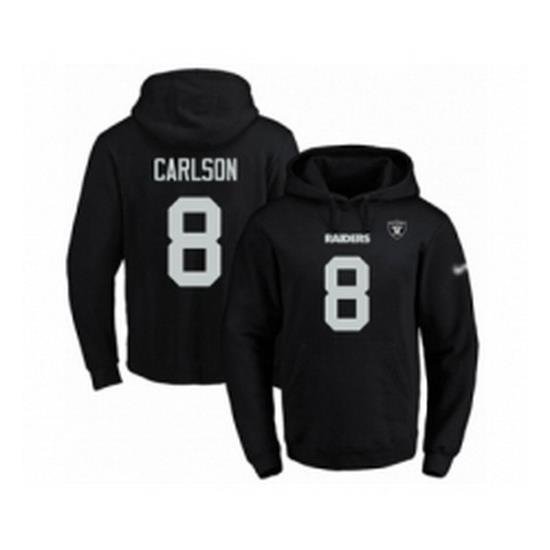 Football Mens Oakland Raiders 8 Daniel Carlson Black Name Number Pullover Hoodie