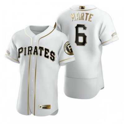 Pittsburgh Pirates 6 Starling Marte White Nike Mens Authentic Golden Edition MLB Jersey