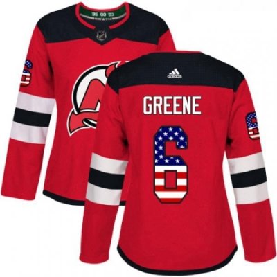 Womens Adidas New Jersey Devils 6 Andy Greene Authentic Red USA Flag Fashion NHL Jersey