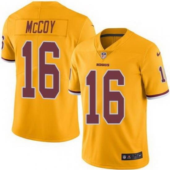 Nike Redskins #16 Colt McCoy Gold Mens Stitched NFL Limited Rush Jersey