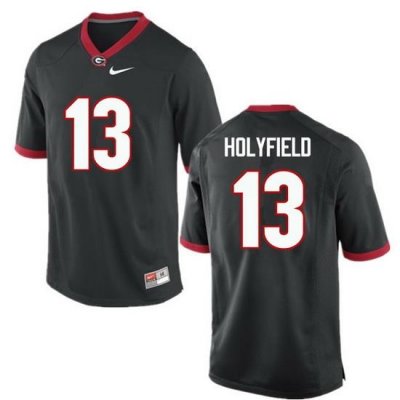 Men Georgia Bulldogs #13 Elijah Holyfield College Football Jerseys-Black