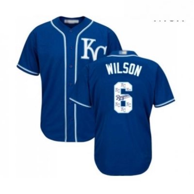 Mens Kansas City Royals 6 Willie Wilson Blue Authentic Blue Team Logo Fashion Cool Base Baseball Jersey