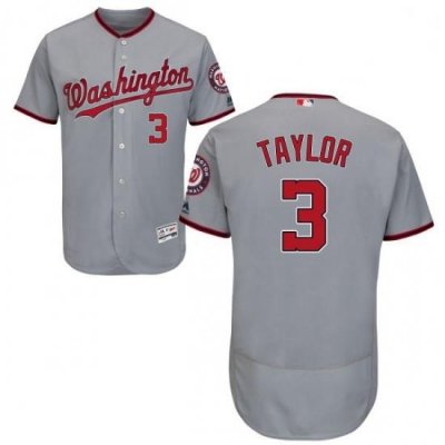 Mens Majestic Washington Nationals 3 Michael Taylor Grey Road Flex Base Authentic Collection MLB Jersey