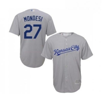 Youth Kansas City Royals 27 Adalberto Mondesi Replica Grey Road Cool Base Baseball Jersey