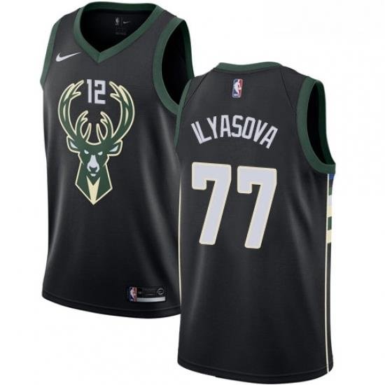 Mens Nike Milwaukee Bucks 77 Ersan Ilyasova Swingman Black NBA Jersey Statement Edition