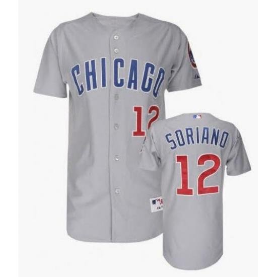 Men MLB Chicago Cubs Alfonso Soriano Six Button Authentic Road Jersey