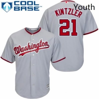 Youth Majestic Washington Nationals 21 Brandon Kintzler Authentic Grey Road Cool Base MLB Jersey