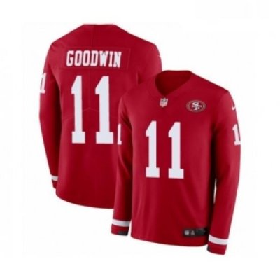 Youth Nike San Francisco 49ers 11 Marquise Goodwin Limited Red Therma Long Sleeve NFL Jersey