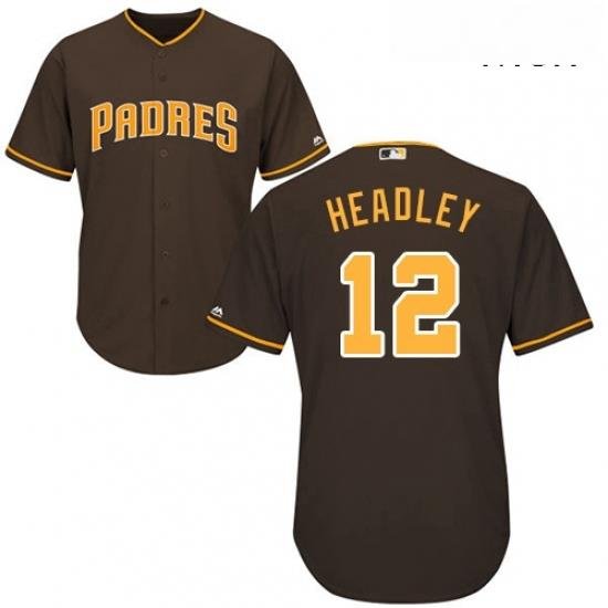 Mens Majestic San Diego Padres 12 Chase Headley Replica Brown Alternate Cool Base MLB Jersey