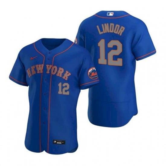 Men Nike NeW York Mets Francisco Lindor Blue Flex Base Stitched Jersey II