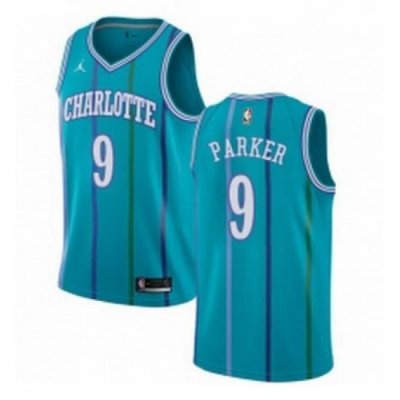 Womens Nike Jordan Charlotte Hornets 9 Tony Parker Swingman Aqua Hardwood Classics NBA Jersey