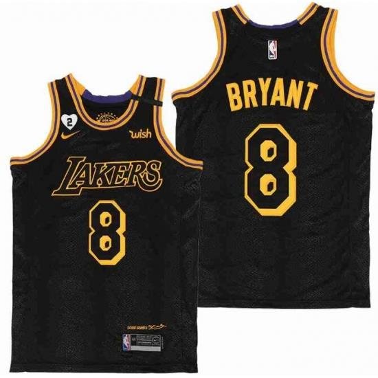 Men Lakers 8 Kobe Bryant Gigi Bryant Number 2 Black Mabma Edition NBA Jersey