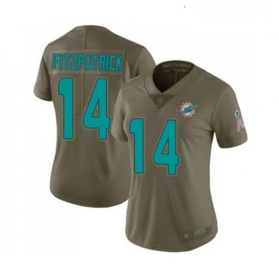 Womens Miami Dolphins 14 Ryan Fitzpatrick Limited Olive 2017 Salute to Service Football Jersey