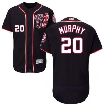 Mens Majestic Washington Nationals 20 Daniel Murphy Navy Blue Alternate Flex Base Authentic Collection MLB Jersey