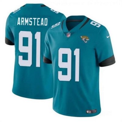 Men Jacksonville Jaguars 91 Arik Armstead Teal Vapor Untouchable Limited Stitched Jersey