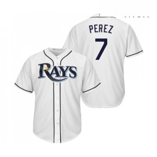 Mens Tampa Bay Rays 7 Michael Perez Replica White Home Cool Base Baseball Jersey